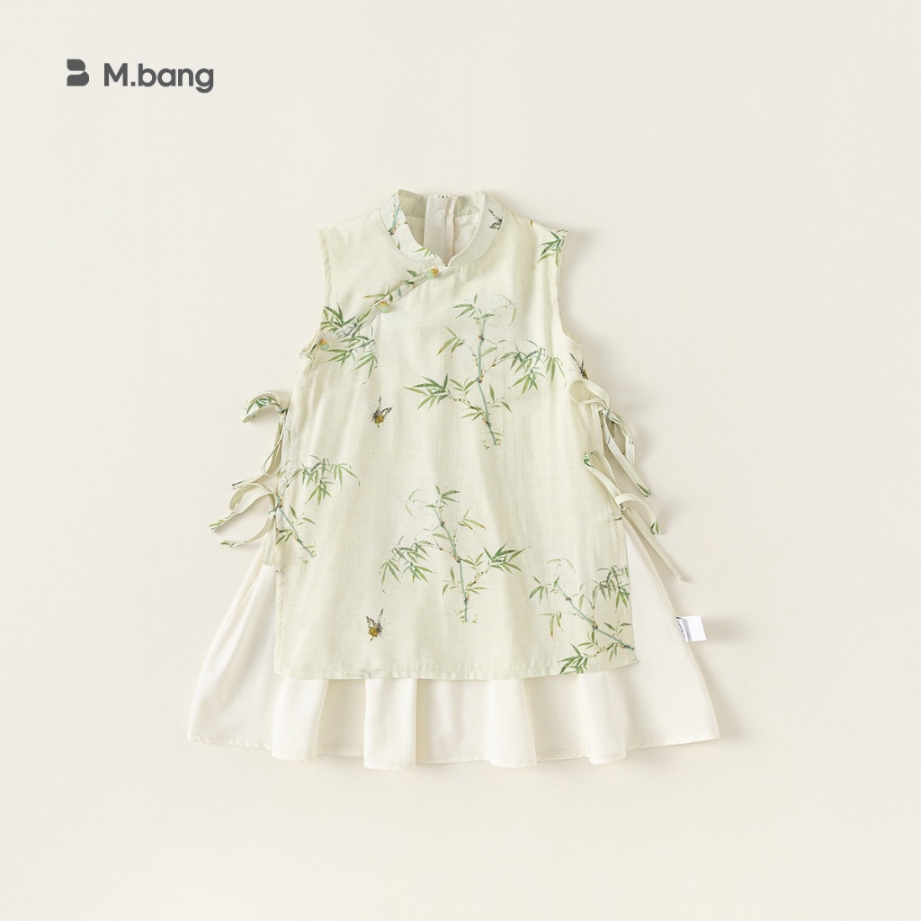 Sườn xám kết hợp váy xếp ly Mbang cho bé