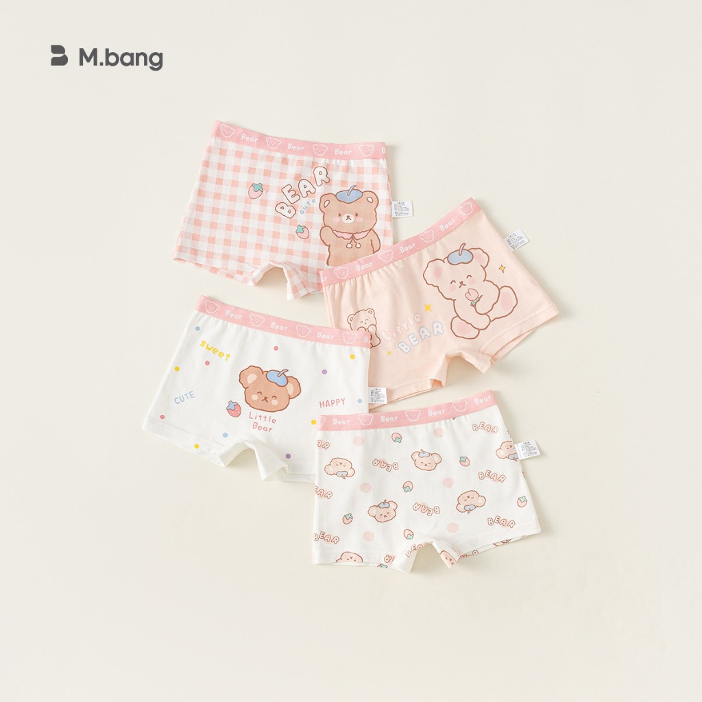 Combo 4 quần chip đùi vải siêu thoáng thấm hút tốt M.bang cho bé gái