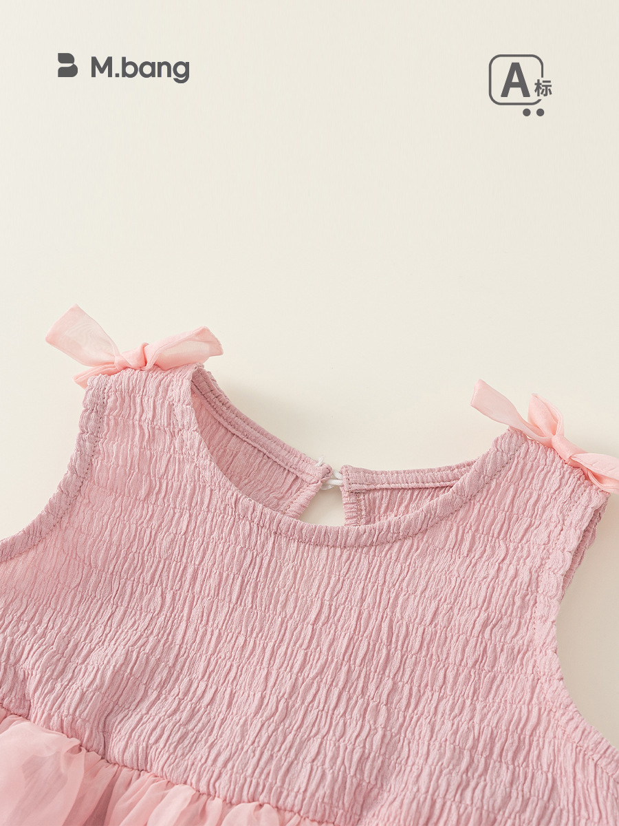 Body so sinh nơ hồng chất siêu thoáng M.bang cho bé gái