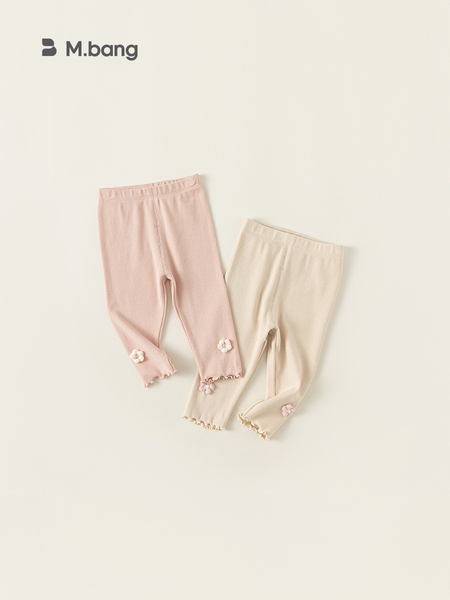 Quần legging bé gái chất thun co giãn siêu thoáng, Quần legging bé gái đính hoa xinh xắn
