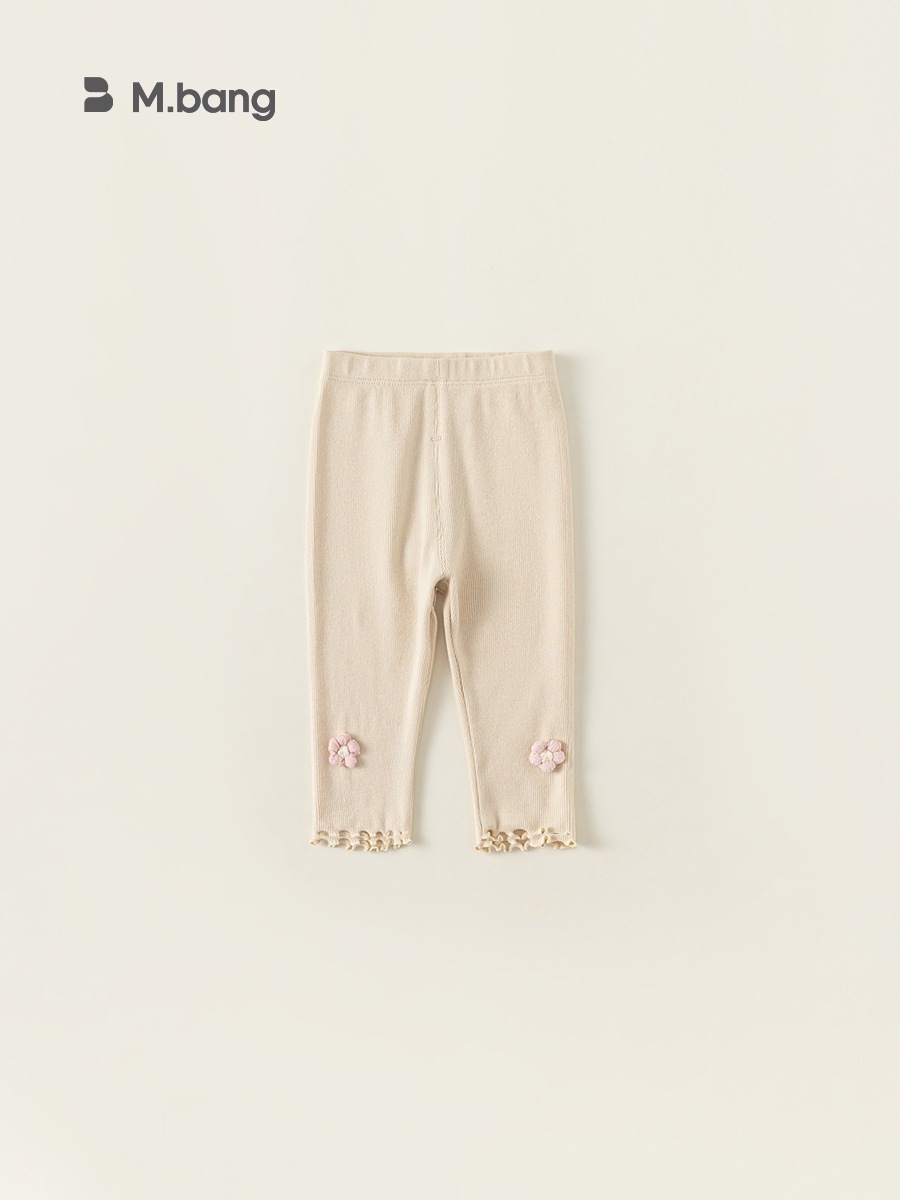 Quần legging bé gái chất thun co giãn siêu thoáng, Quần legging bé gái đính hoa xinh xắn