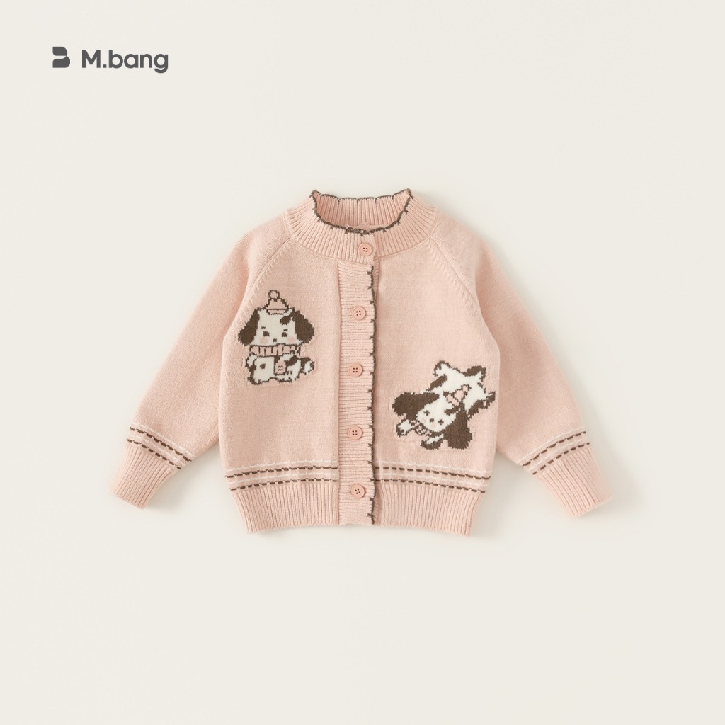 Áo len có cúc bé gái Mbang siêu mềm ấm, Áo len bé gái Mbang hàng thiết kế xinh xắn
