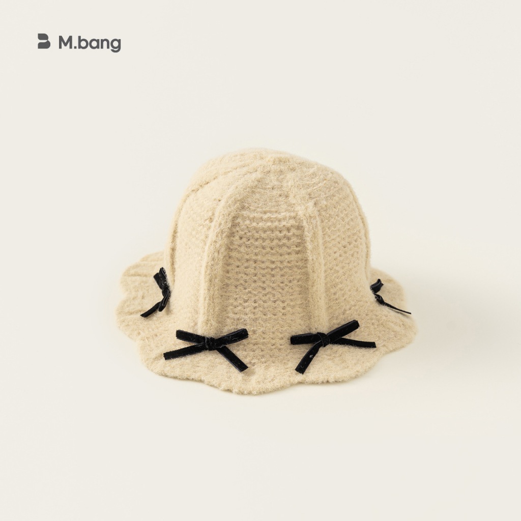 Mũ mùa đông đính nơ cực phong cách M.bang cho bé gái