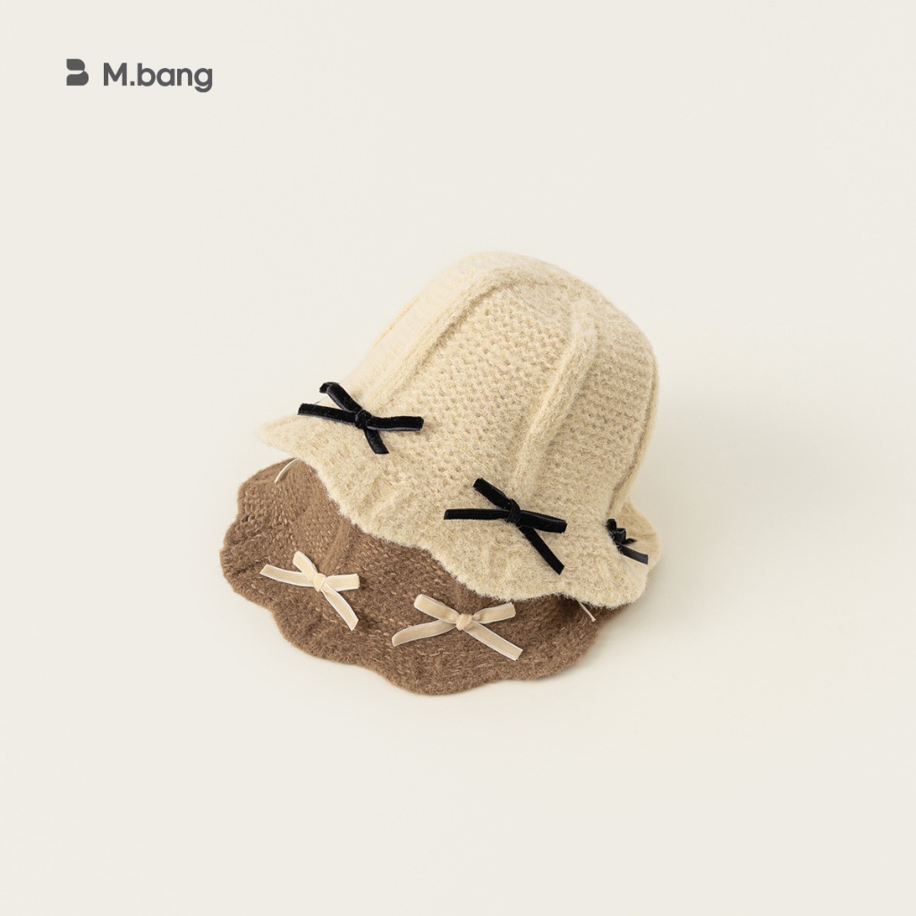 Mũ mùa đông đính nơ cực phong cách M.bang cho bé gái