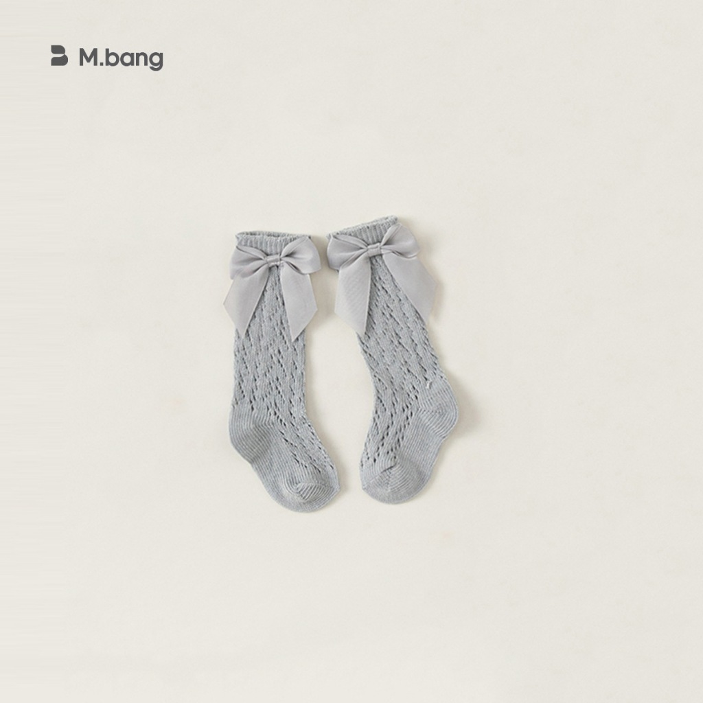 Tất lưới dài chất mềm mịn đàn hồi tốt đính nơ M.bang cho bé gái