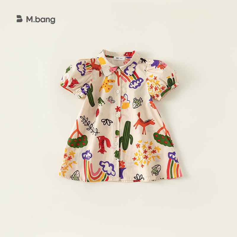 Váy Dáng Sơ Mi Họa Tiết Đáng Yêu Độc Đáo M.bang Cho Bé Gái