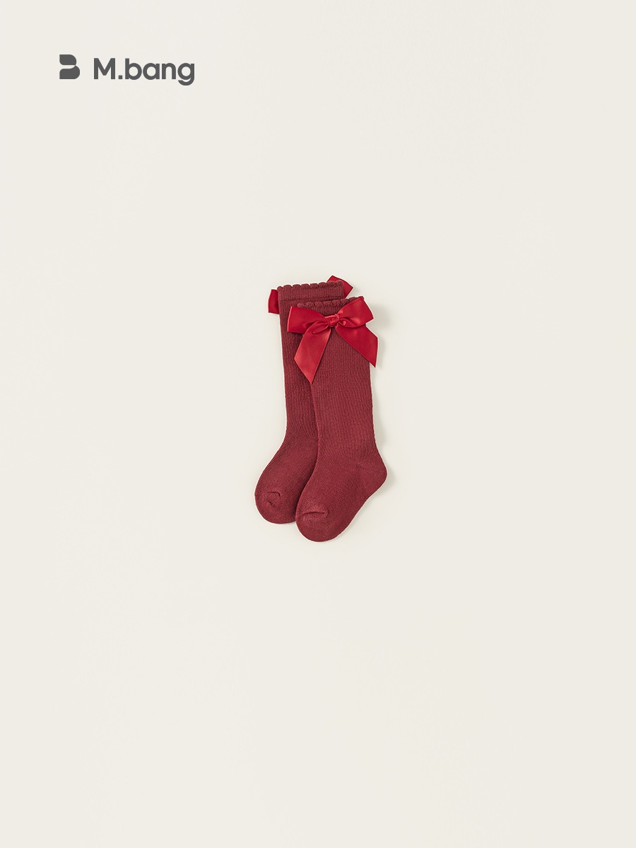 Tất dài cotton co giãn mềm mại gắn nơ xinh xắn M.bang cho bé gái