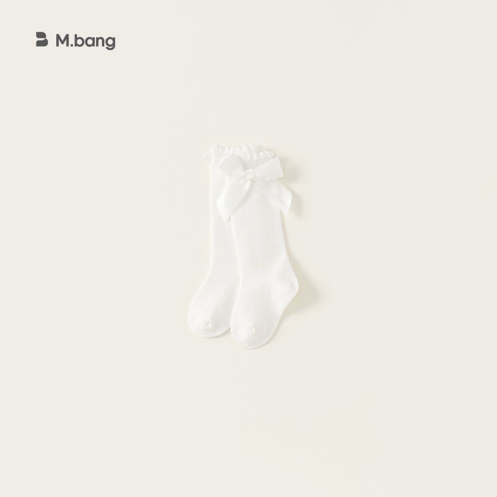 Tất dài cotton co giãn mềm mại gắn nơ xinh xắn M.bang cho bé gái