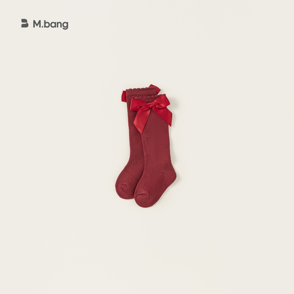 Tất dài cotton co giãn mềm mại gắn nơ xinh xắn M.bang cho bé gái