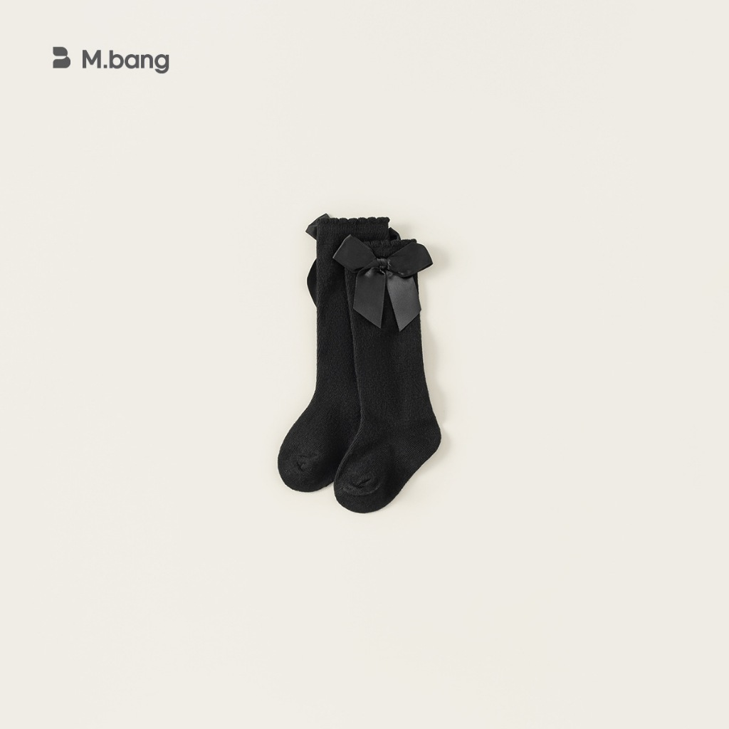 Tất dài cotton co giãn mềm mại gắn nơ xinh xắn M.bang cho bé gái