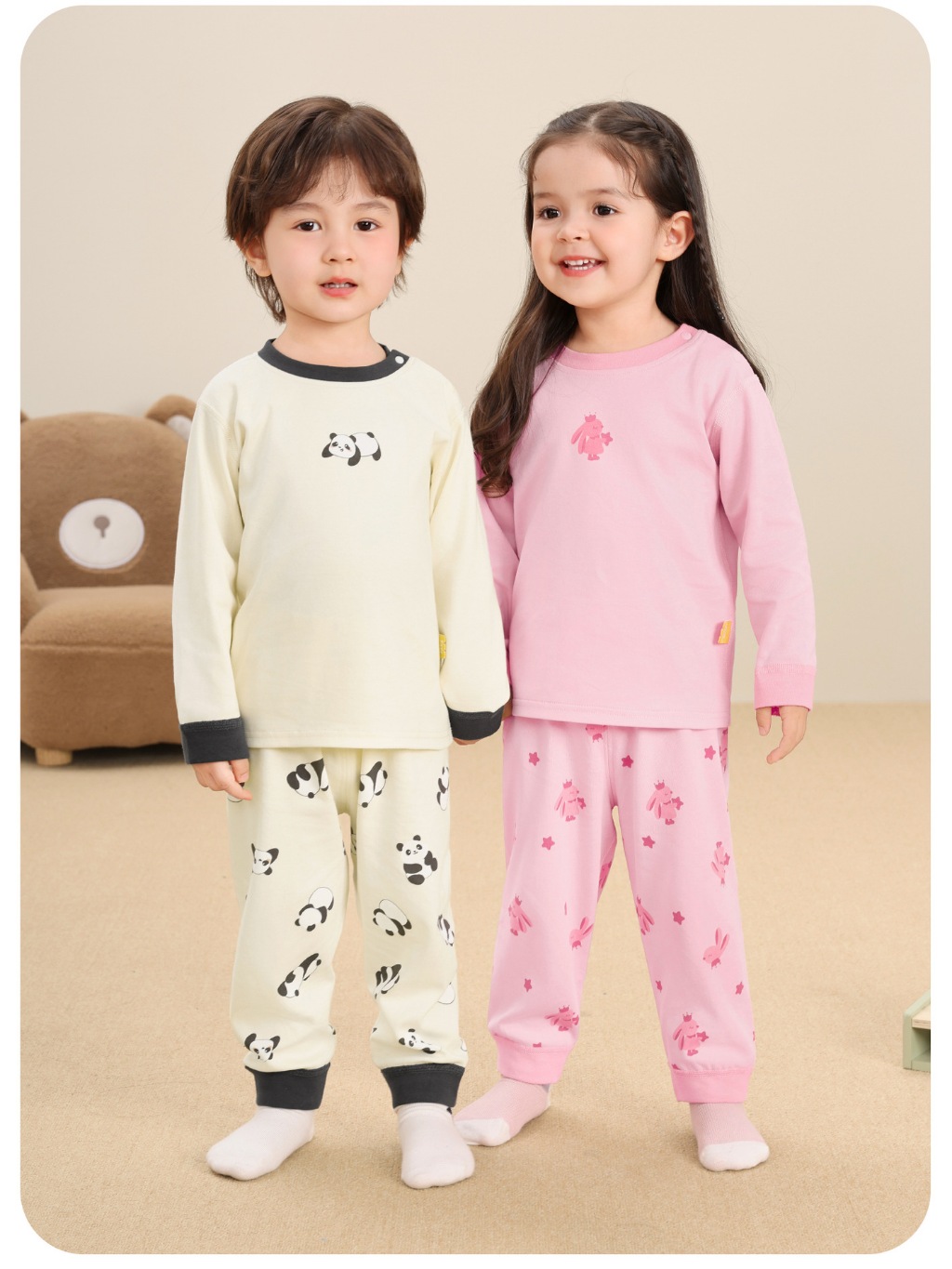 Bộ quần áo dài tay CUTEPANDA'S siêu kháng khuẩn cho bé trai bé gái thun cotton cao cấp mềm mịn co giãn