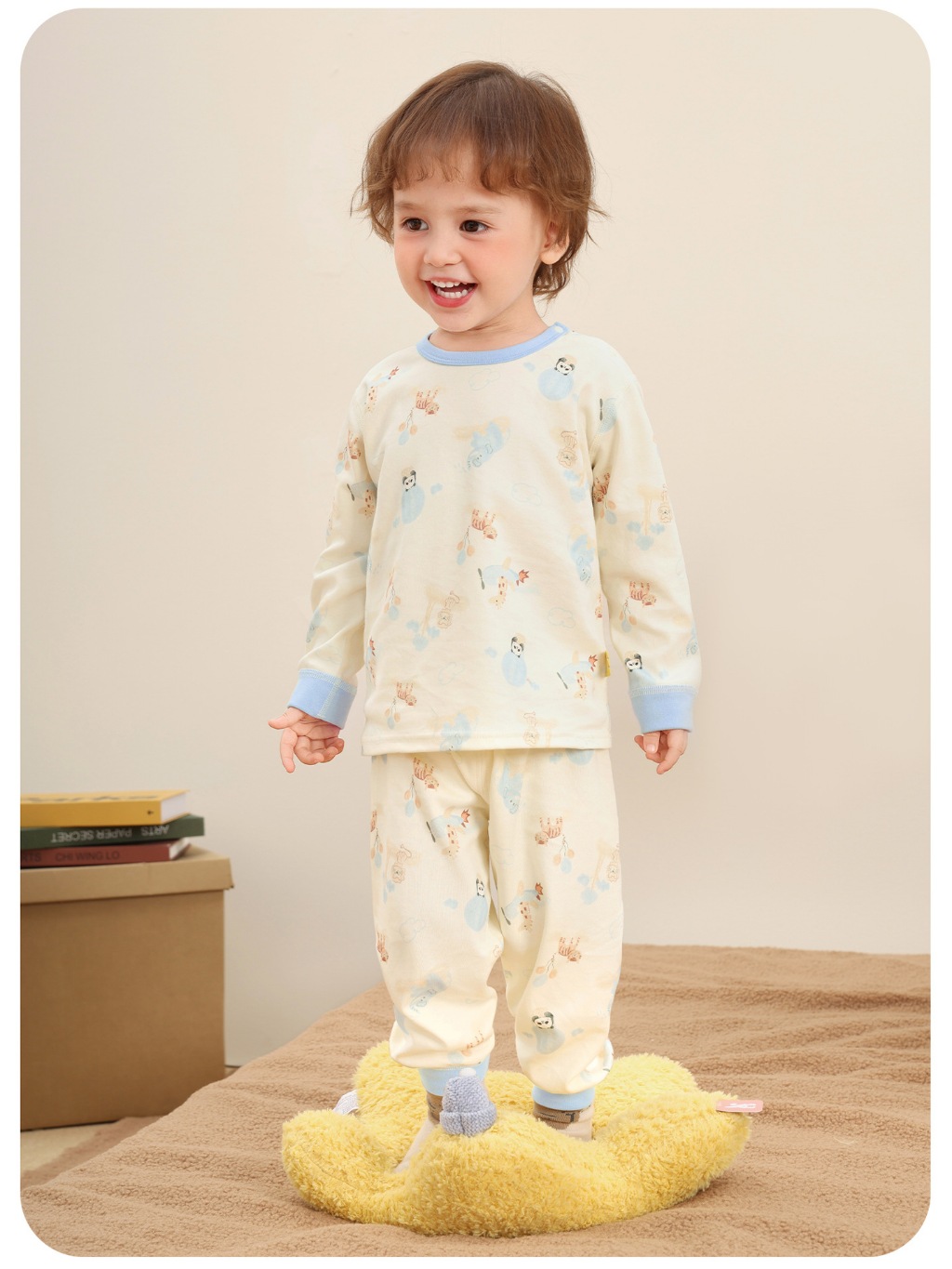 Bộ quần áo dài tay CUTEPANDA'S siêu kháng khuẩn cho bé trai bé gái chất thun cotton mềm co giãn