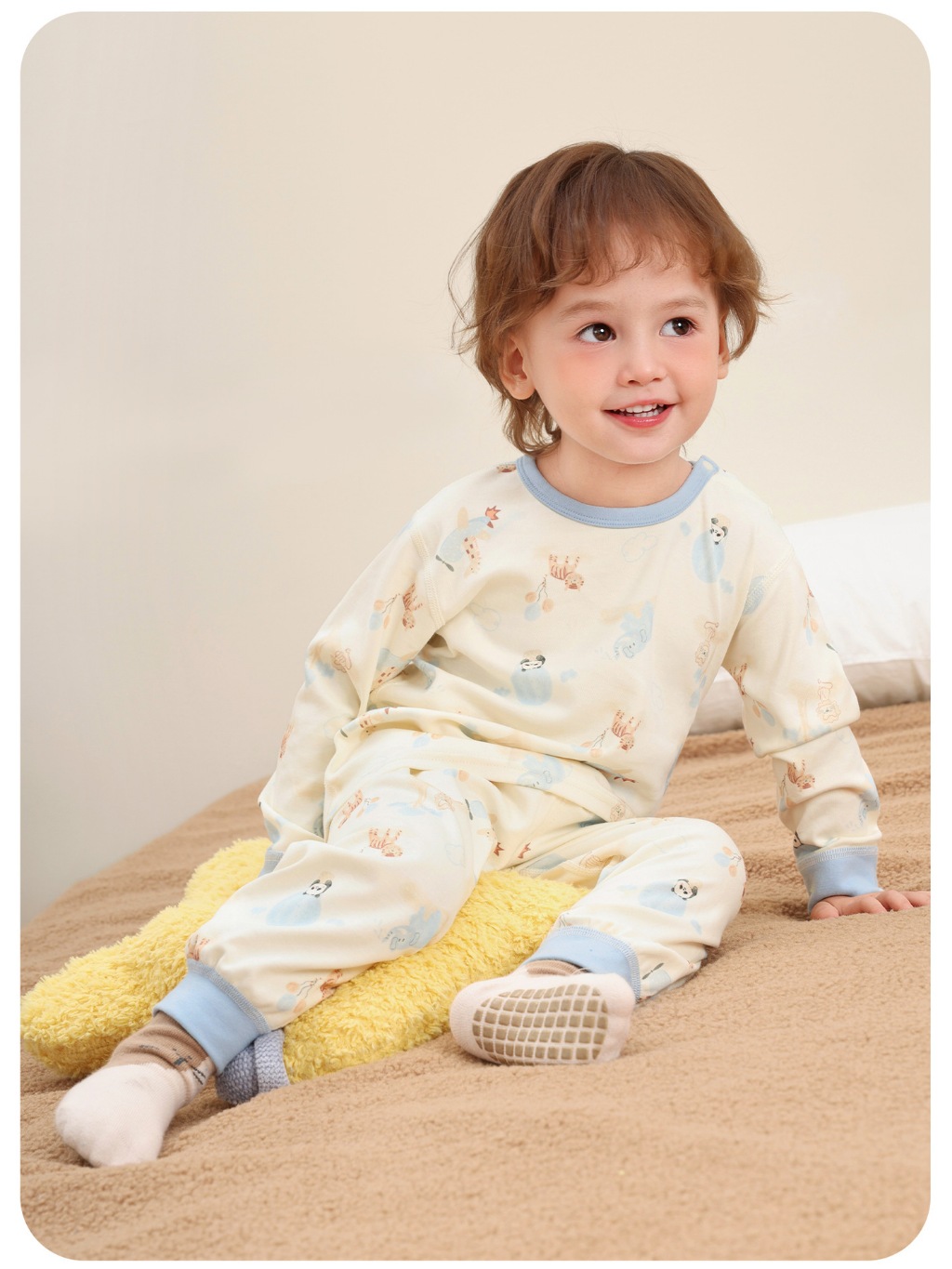 Bộ quần áo dài tay CUTEPANDA'S siêu kháng khuẩn cho bé trai bé gái chất thun cotton mềm co giãn