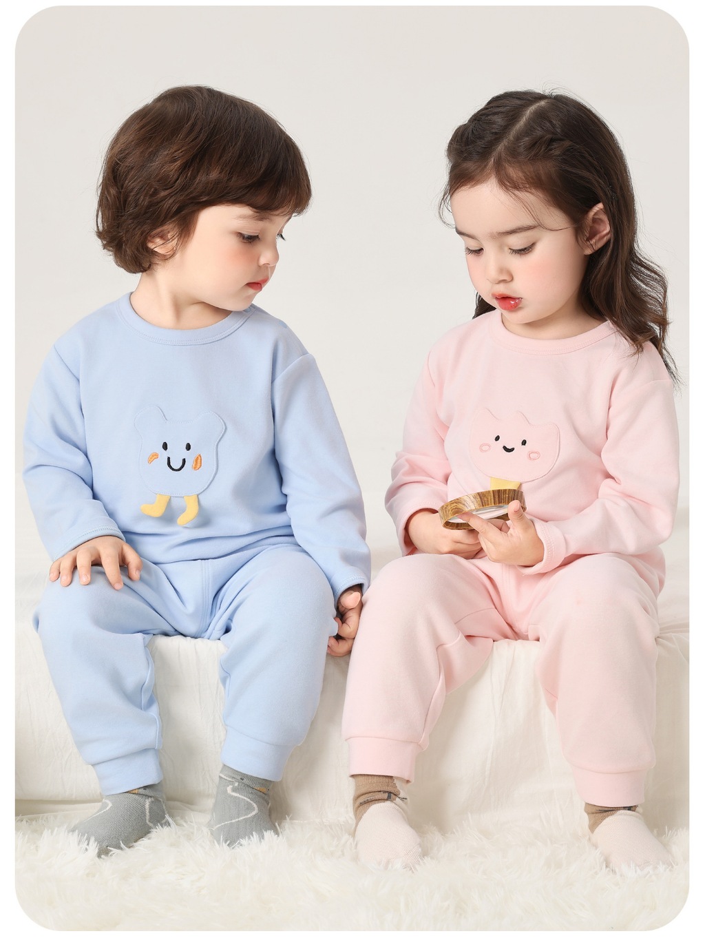 Bộ quần áo nỉ dày vừa CUTEPANDA'S cho bé trai bé gái vải kháng khuẩn họa tiết hoạt hình cute