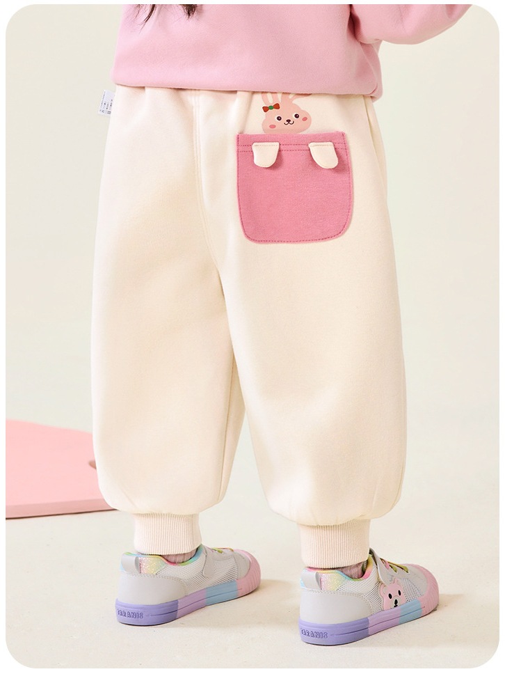 Quần Nỉ Bông Ống Bo Gấu CUTEPANDA'S Họa Tiết Thỏ Đáng Yêu Cho Bé Gái 1-8 Tuổi
