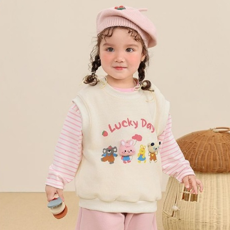 Áo gile len dệt kim CUTEPANDA'S cho bé trai bé gái họa tiết hoạt hình Lucky Day