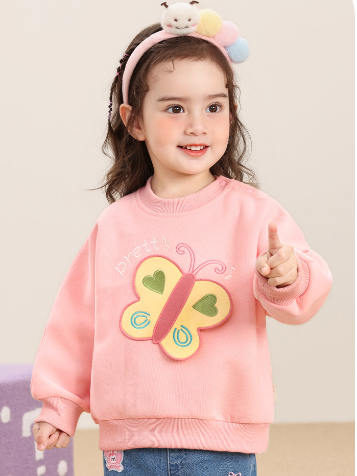 Áo Nỉ Sweater Bé Gái Thu Đông CUTEPANDA'S Chất Mềm Mại An Toàn Cho Da Bé họa tiết 3D dễ thương