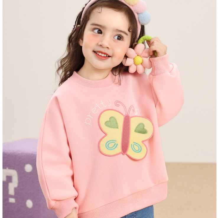Áo Nỉ Sweater Bé Gái Thu Đông CUTEPANDA'S Chất Mềm Mại An Toàn Cho Da Bé họa tiết 3D dễ thương