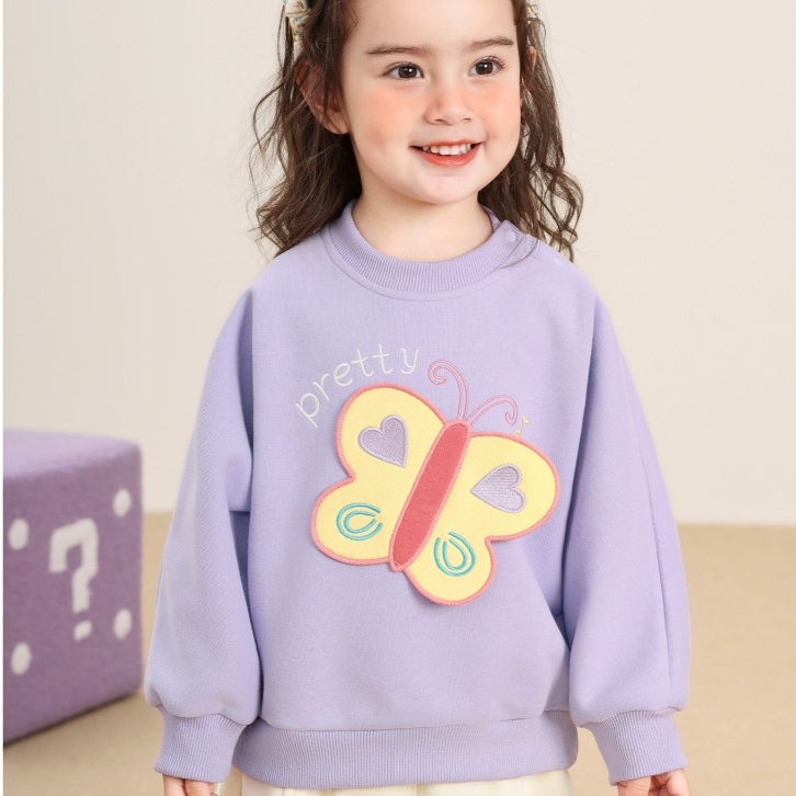 Áo Nỉ Sweater Bé Gái Thu Đông CUTEPANDA'S Chất Mềm Mại An Toàn Cho Da Bé họa tiết 3D dễ thương