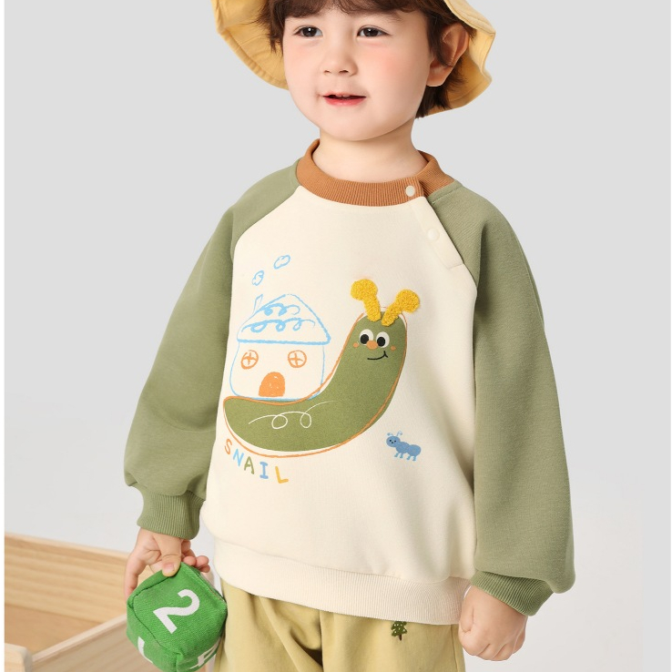 Áo Sweater Nỉ Bông Dài Tay CUTEPANDA'S Cho Bé Trai Bé Gái Phối Màu Tay Raglan Họa Tiết Dễ Thương