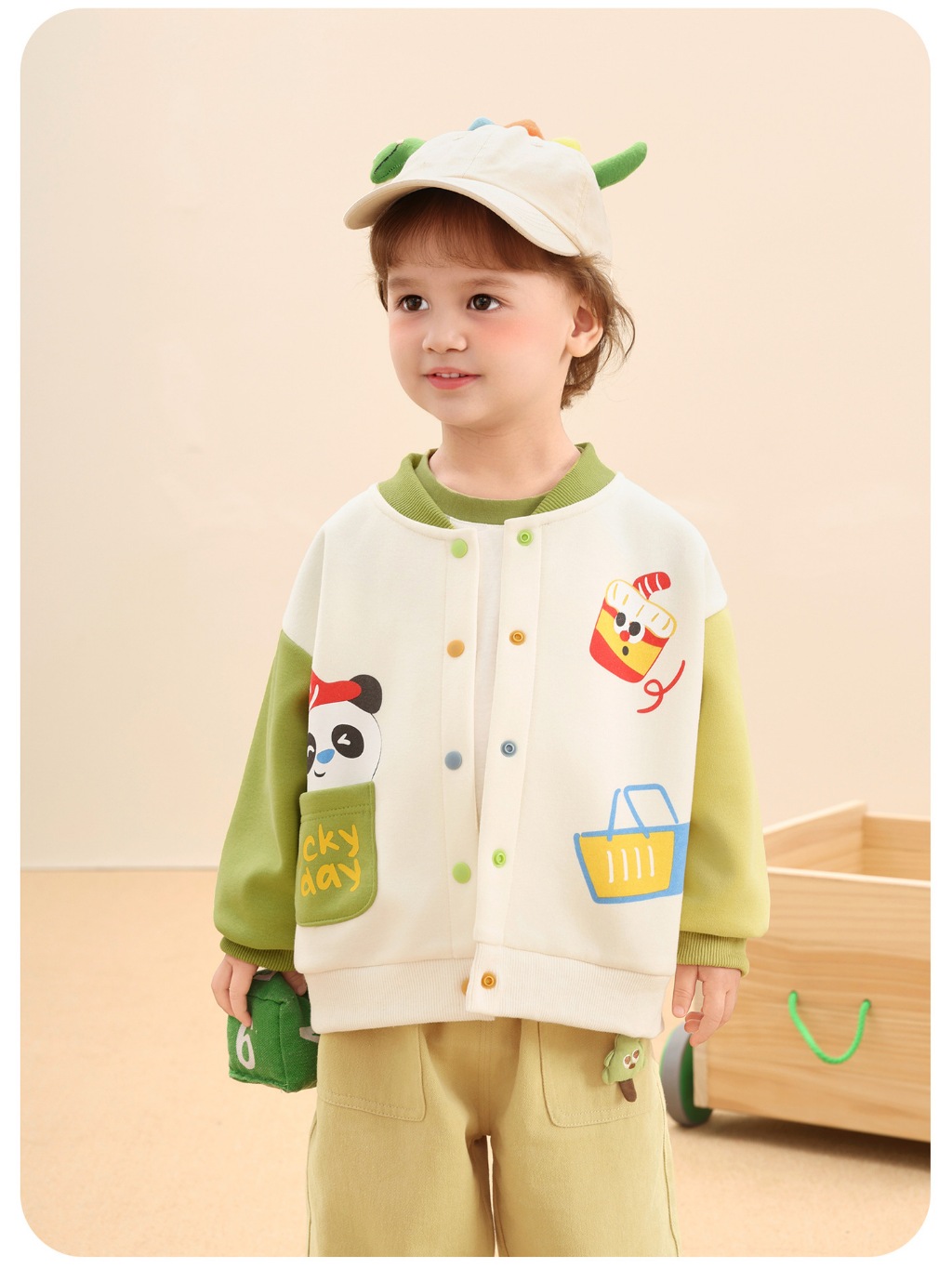 Áo Khoác Nỉ Cutepanda's Dễ Thương Phong Cách Bóng Chày Mùa Thu Đông Cho Bé Trai Bé Gái