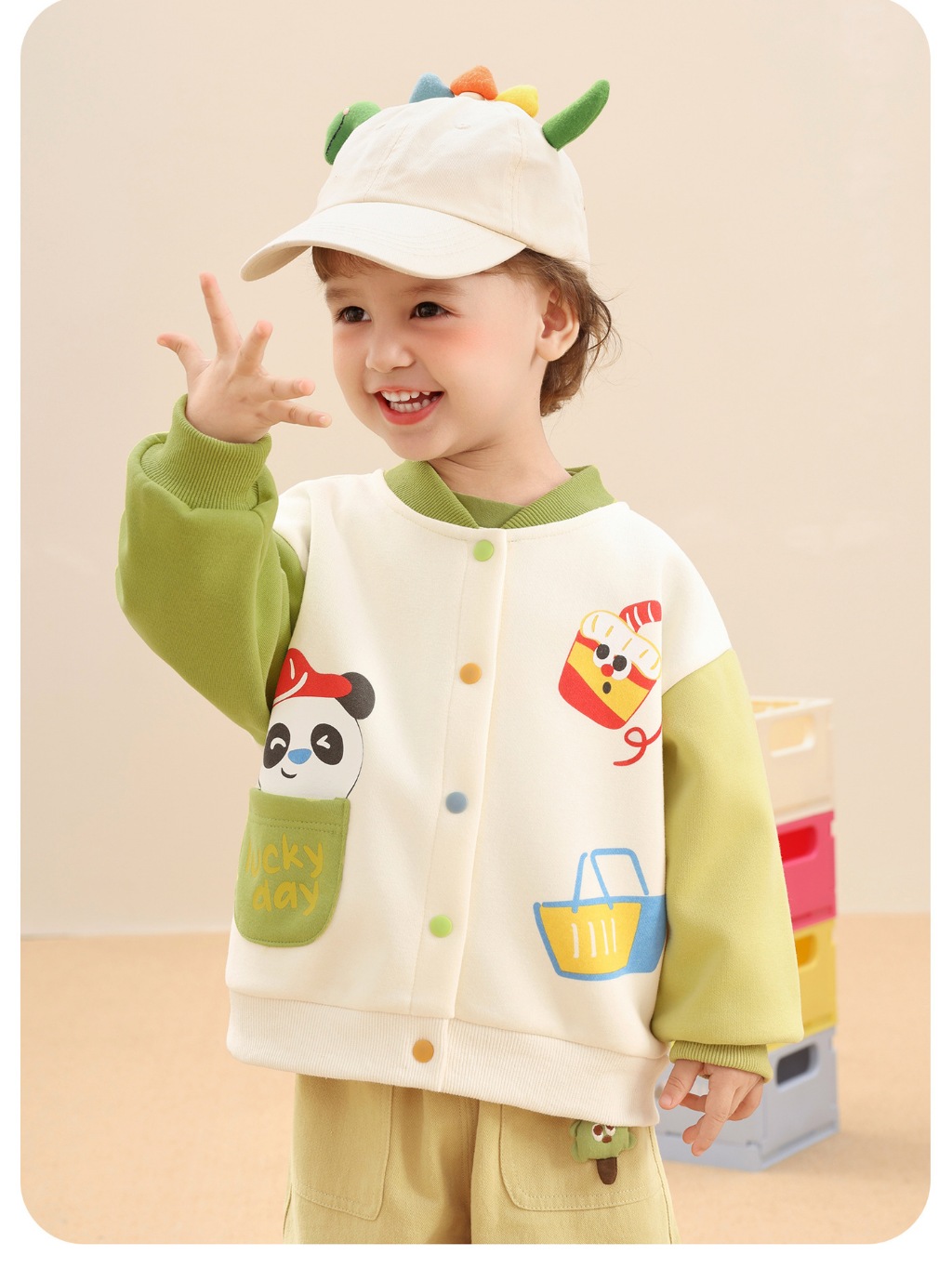 Áo Khoác Nỉ Cutepanda's Dễ Thương Phong Cách Bóng Chày Mùa Thu Đông Cho Bé Trai Bé Gái