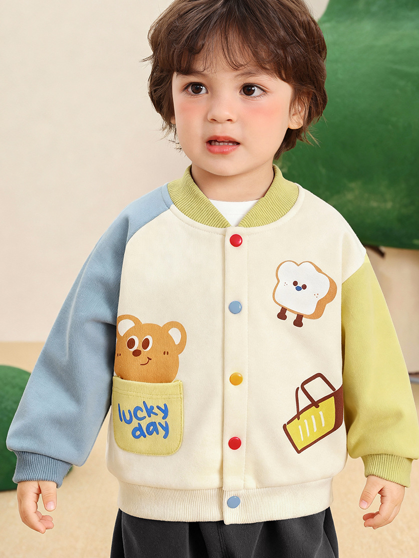 Áo Khoác Nỉ Cutepanda's Dễ Thương Phong Cách Bóng Chày Mùa Thu Đông Cho Bé Trai Bé Gái