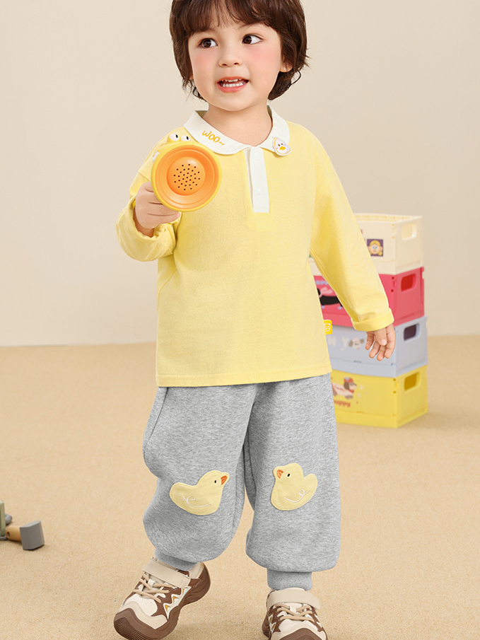 Quần Nỉ Cạp Chun Bo Gấu Họa Tiết 3D Hình Vịt Và Thỏ Xinh Xắn CUTEPANDA'S Cho Bé Trai Bé Gái