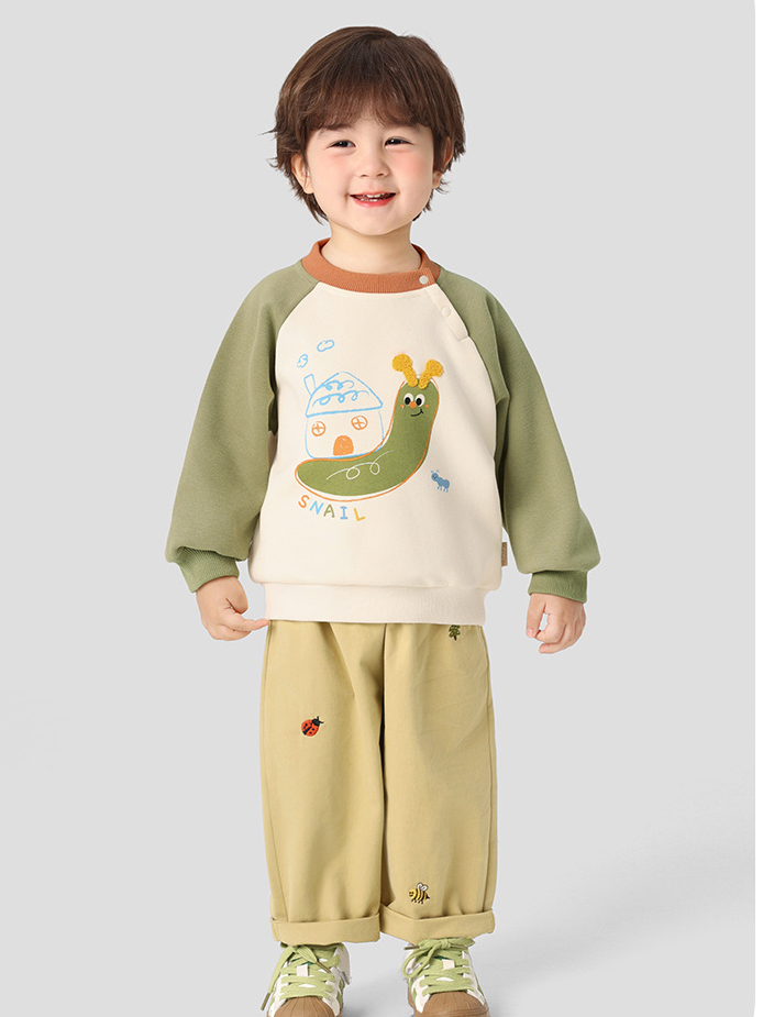 Áo Sweater Nỉ Bông Dài Tay CUTEPANDA'S Cho Bé Trai Bé Gái Phối Màu Tay Raglan Họa Tiết Dễ Thương