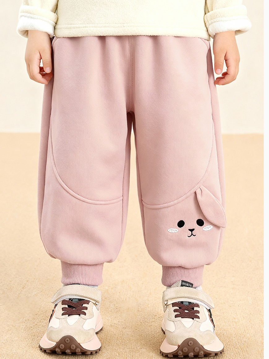 Quần Nỉ Bông Ống Bo Gấu CUTEPANDA'S Họa Tiết Thỏ Đáng Yêu Cho Bé Gái 1-8 Tuổi