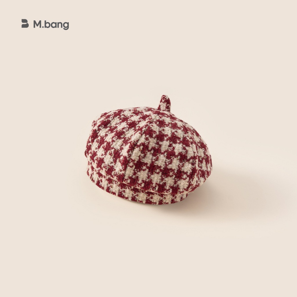 Mũ nồi Dạ  M.bang cho bé gái Họa Tiết Kẻ Caro Phong Cách Hàn Quốc Dễ Thương