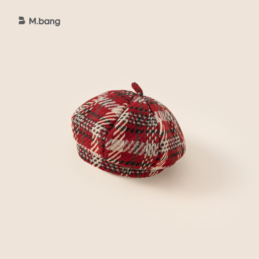 Mũ nồi Dạ  M.bang cho bé gái Họa Tiết Kẻ Caro Phong Cách Hàn Quốc Dễ Thương