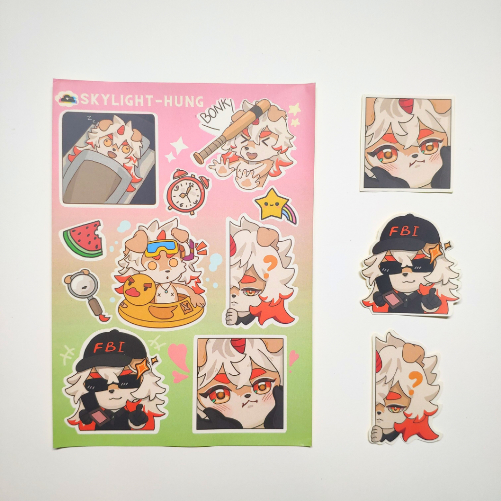 NO.02 HUNG - Sticker Furry Sheet A6 Decal chống nước 2