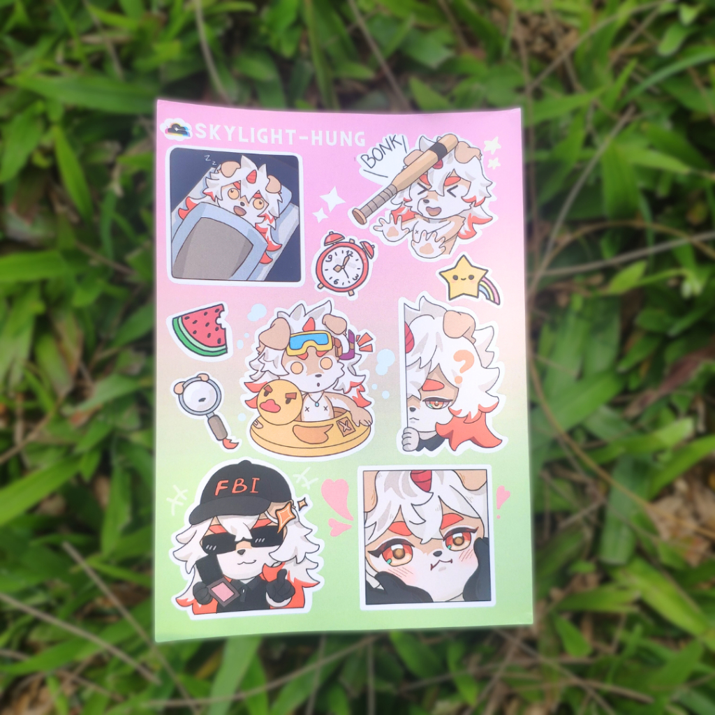 NO.02 HUNG - Sticker Furry Sheet A6 Decal chống nước 3