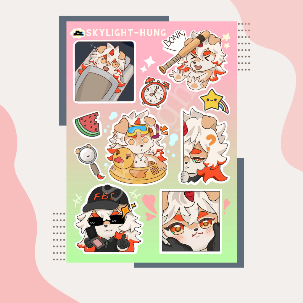 NO.02 HUNG - Sticker Furry Sheet A6 Decal chống nước 5