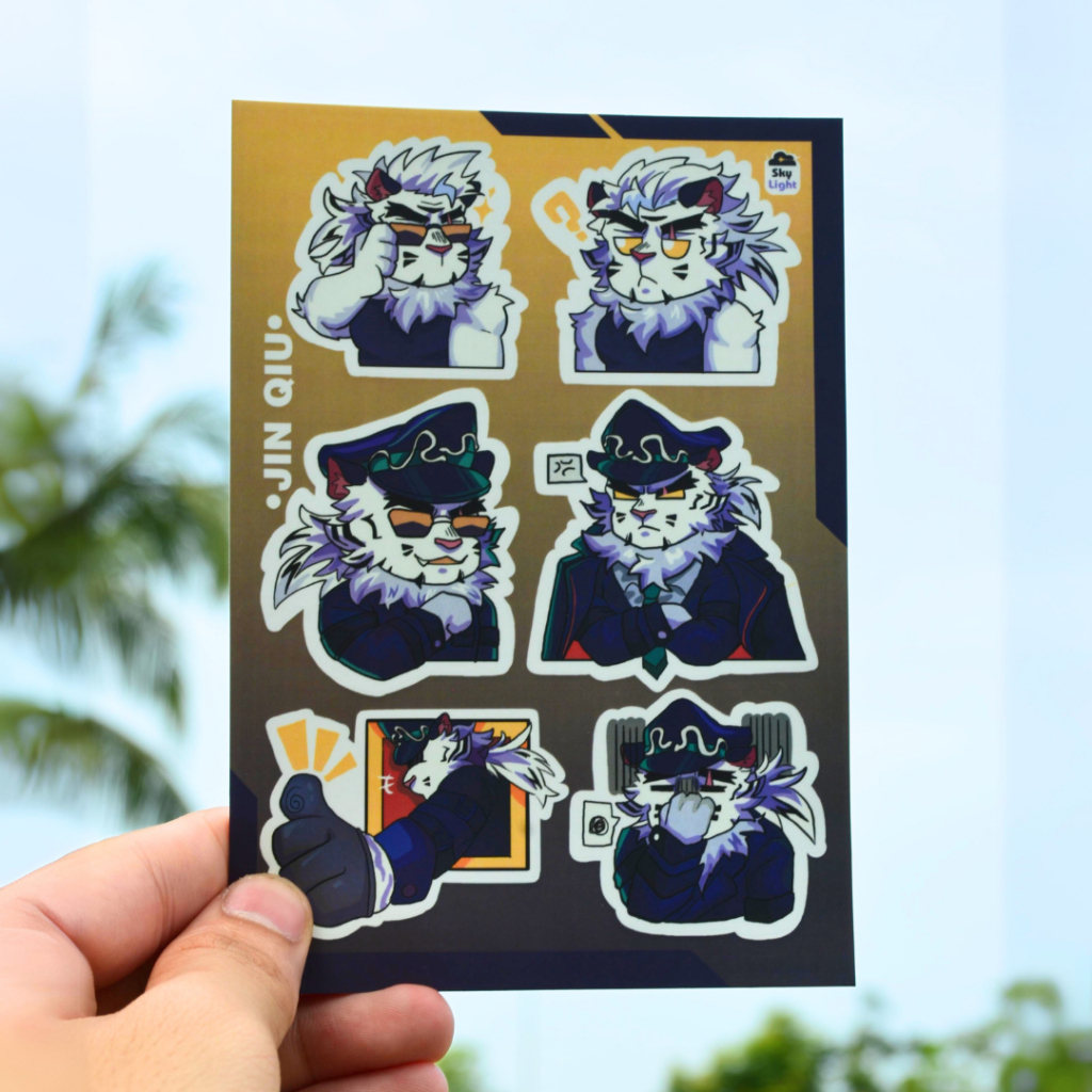 NO.07 JIN QIU -Dislyte- Sticker Furry Sheet A6 Decal pvc chống nước 5