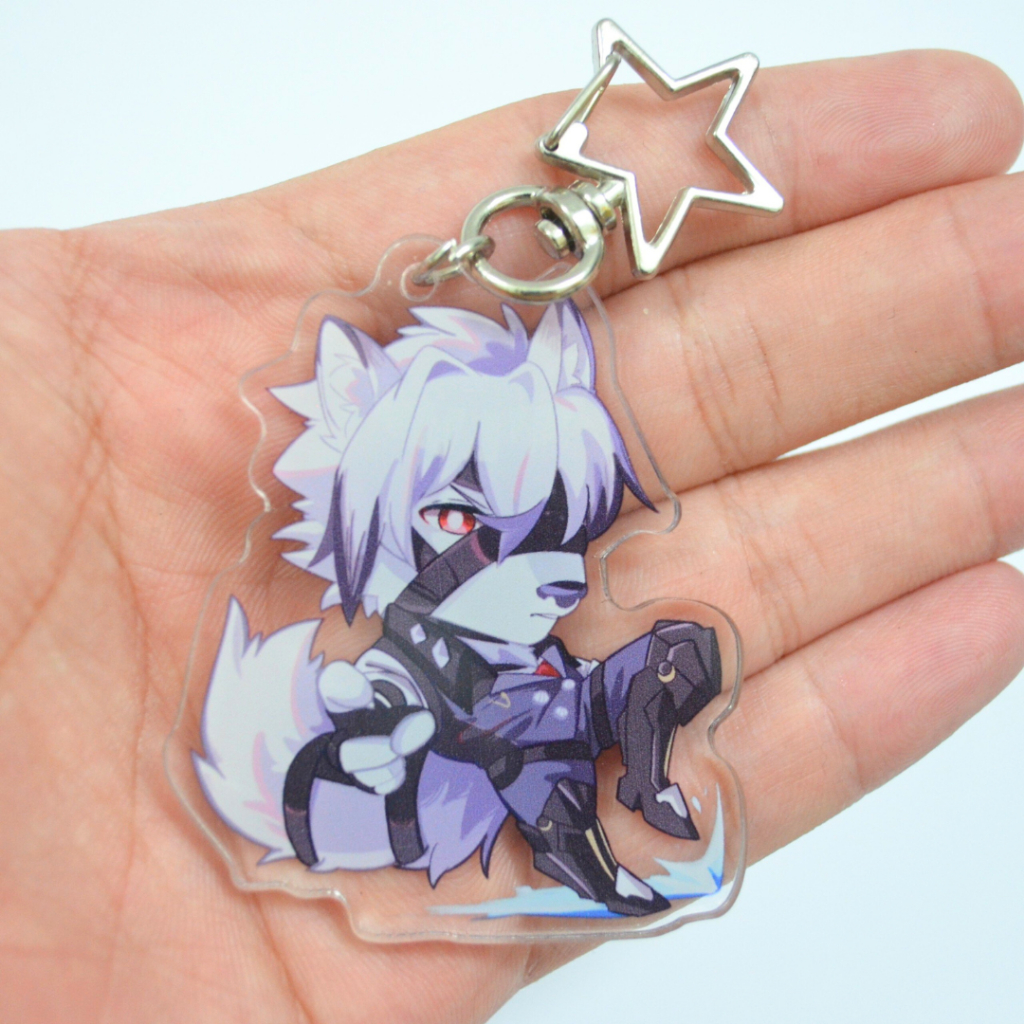 Móc Khóa Furry VON LYCAON / BEN BIGGER 2 Lớp Nhựa Mica 6cm (Rainbow / Trơn) - Zenless Zone Zero 4