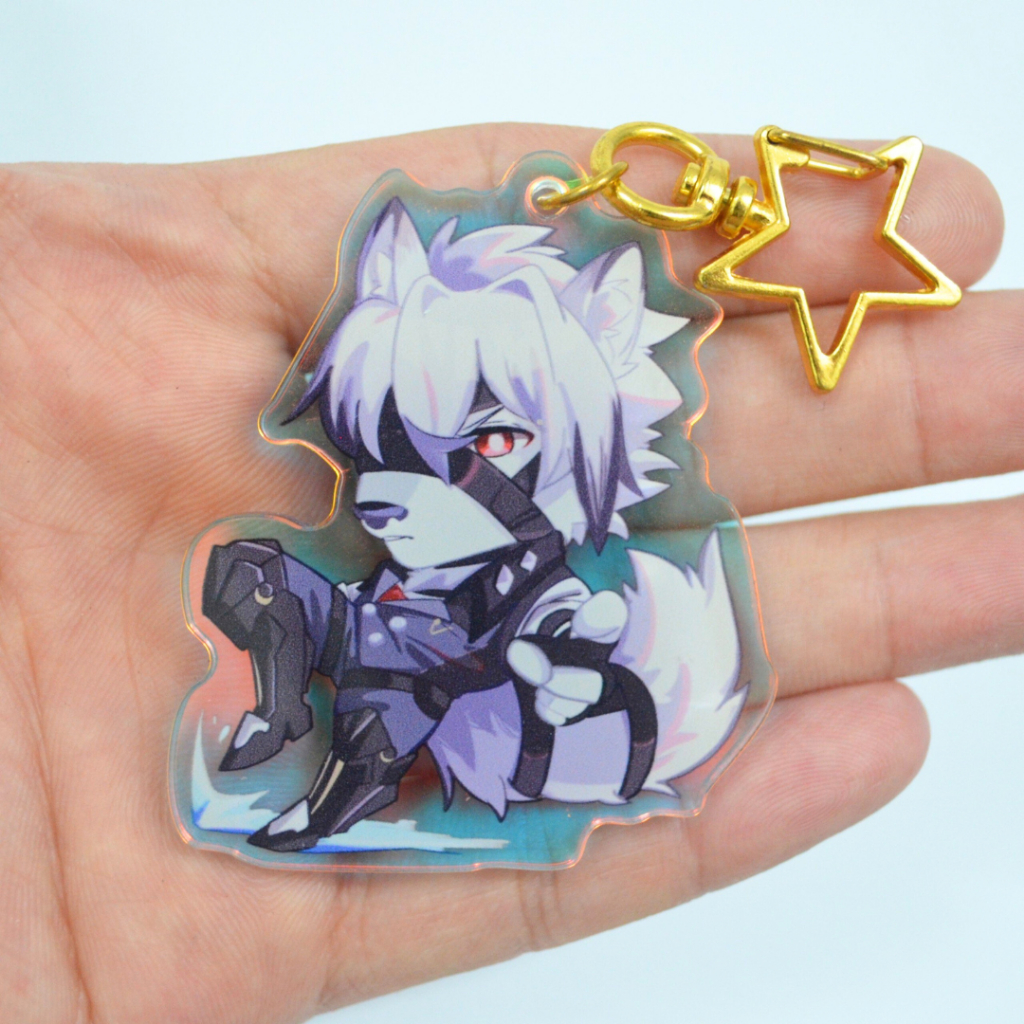 Móc Khóa Furry VON LYCAON / BEN BIGGER 2 Lớp Nhựa Mica 6cm (Rainbow / Trơn) - Zenless Zone Zero 2