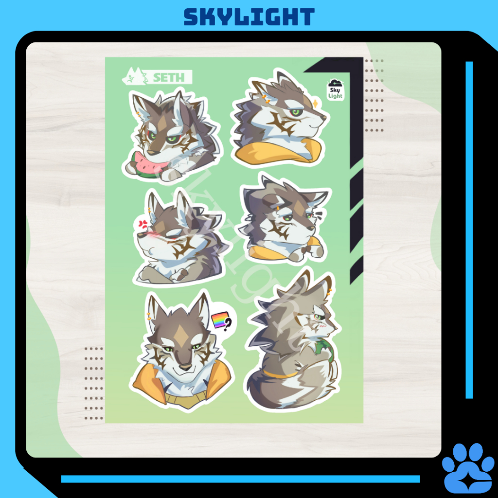 NO.09 SETH - Sticker Furry Sheet A6 Decal pvc chống nước - Tokyo Afterschool Summoners