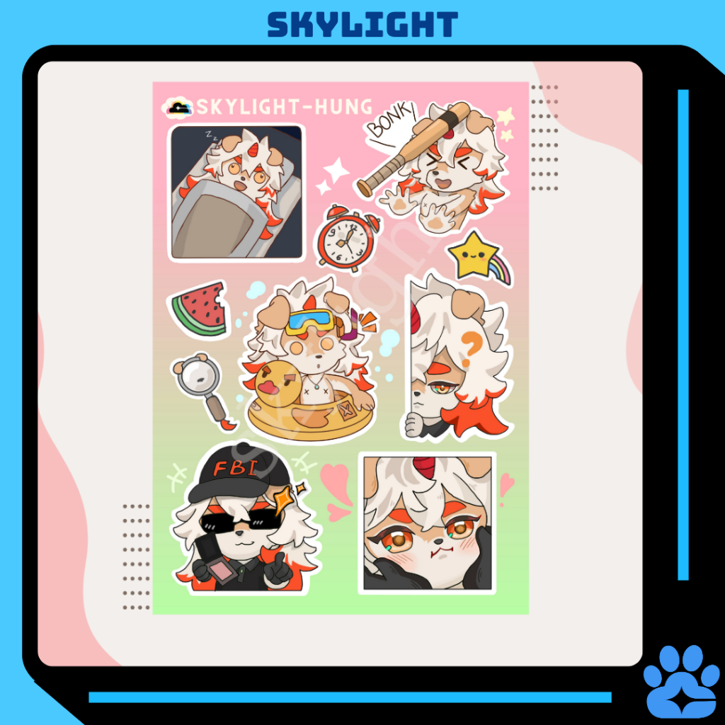 NO.02 HUNG - Sticker Furry Sheet A6 Decal chống nước