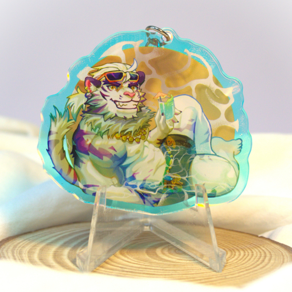 Móc Khóa/Keychain Furry JIN QIU/ JAVID - Dislyte - Nhựa Mica 6cm (Rainbow / Trơn) 3
