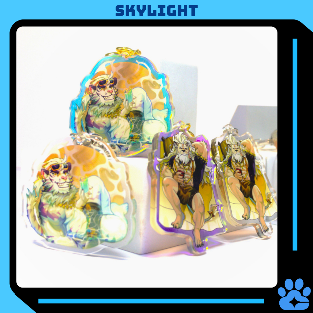 Móc Khóa/Keychain Furry JIN QIU/ JAVID - Dislyte - Nhựa Mica 6cm (Rainbow / Trơn)
