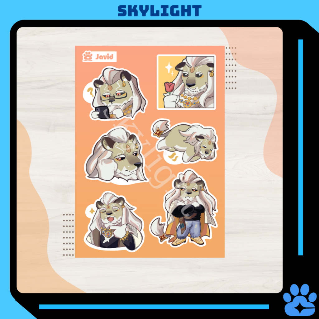 NO.16 JAVID - Dislyte - Sticker Furry Sheet A6 Decal chống nước