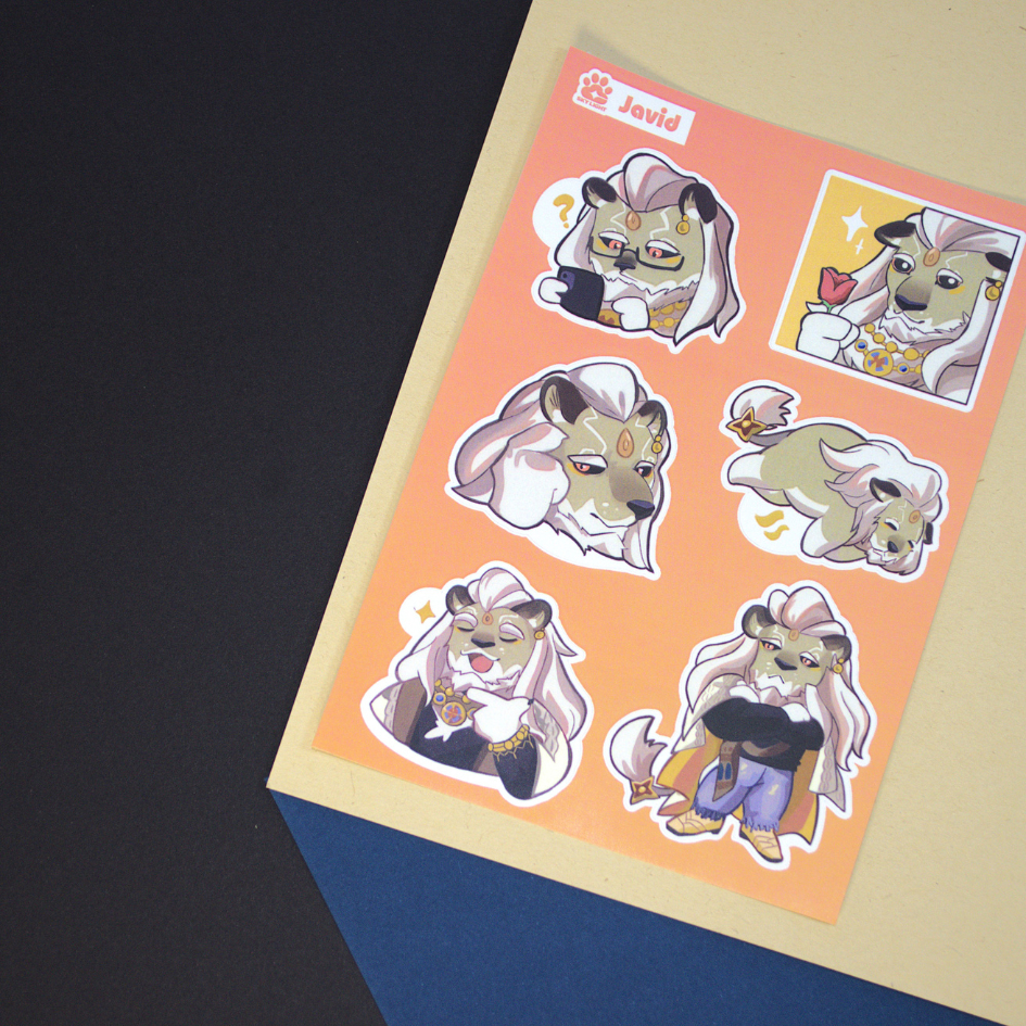 NO.16 JAVID - Dislyte - Sticker Furry Sheet A6 Decal chống nước 3
