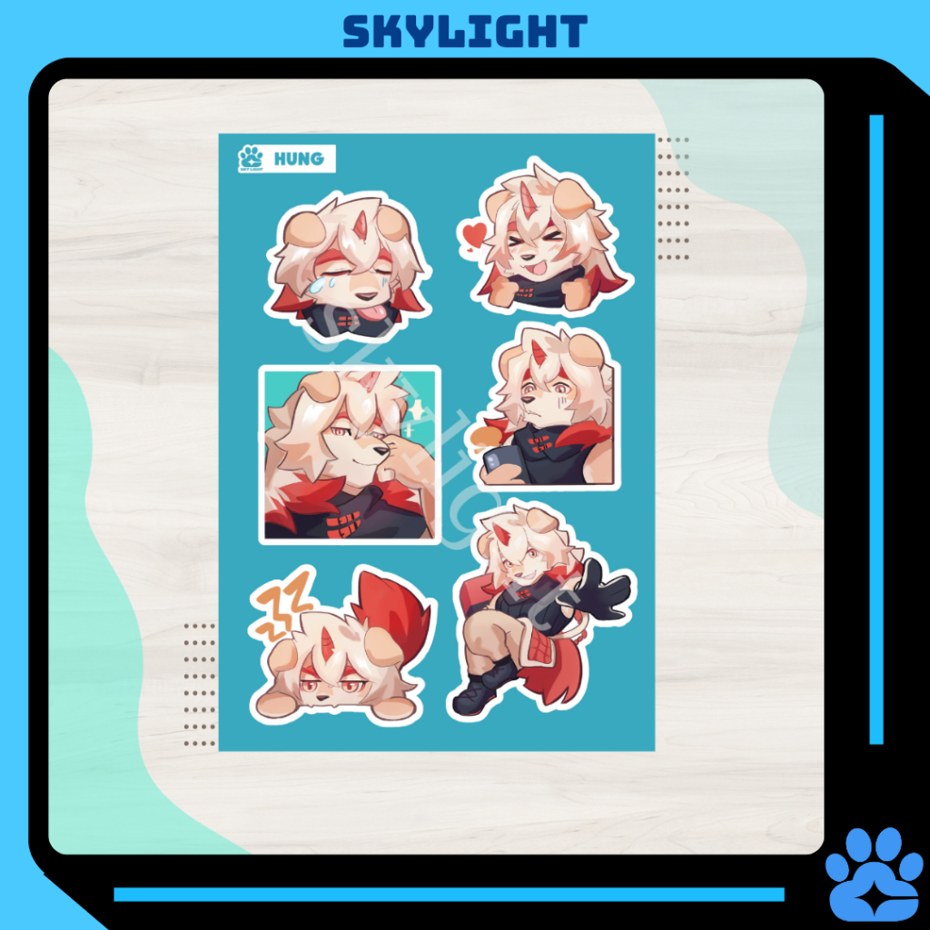 NO.19  HUNG 2 - Arknights - Sticker Furry Sheet A6 Decal chống nước