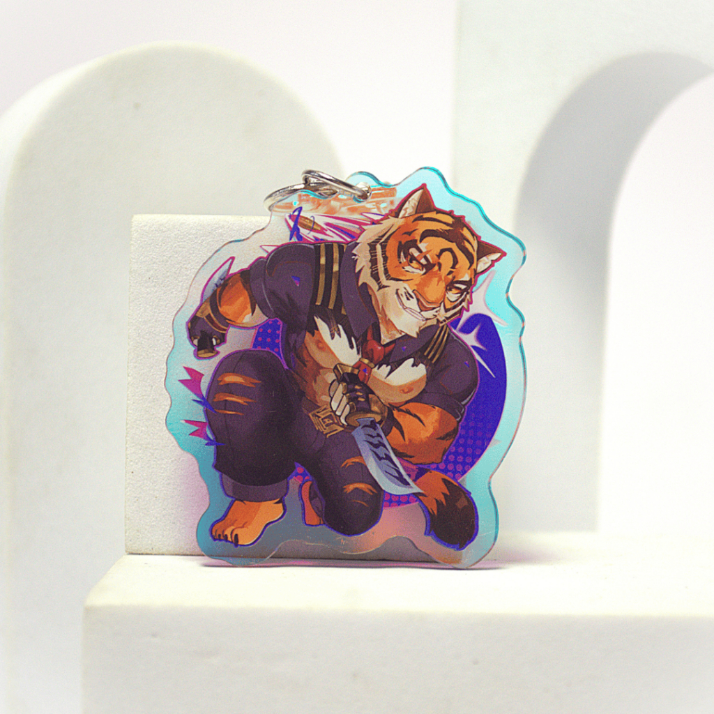 Móc Khóa/Keychain Furry OSCAR - Fortnite - Rainbow 2 mặt - Nhựa Mica 6cm 3