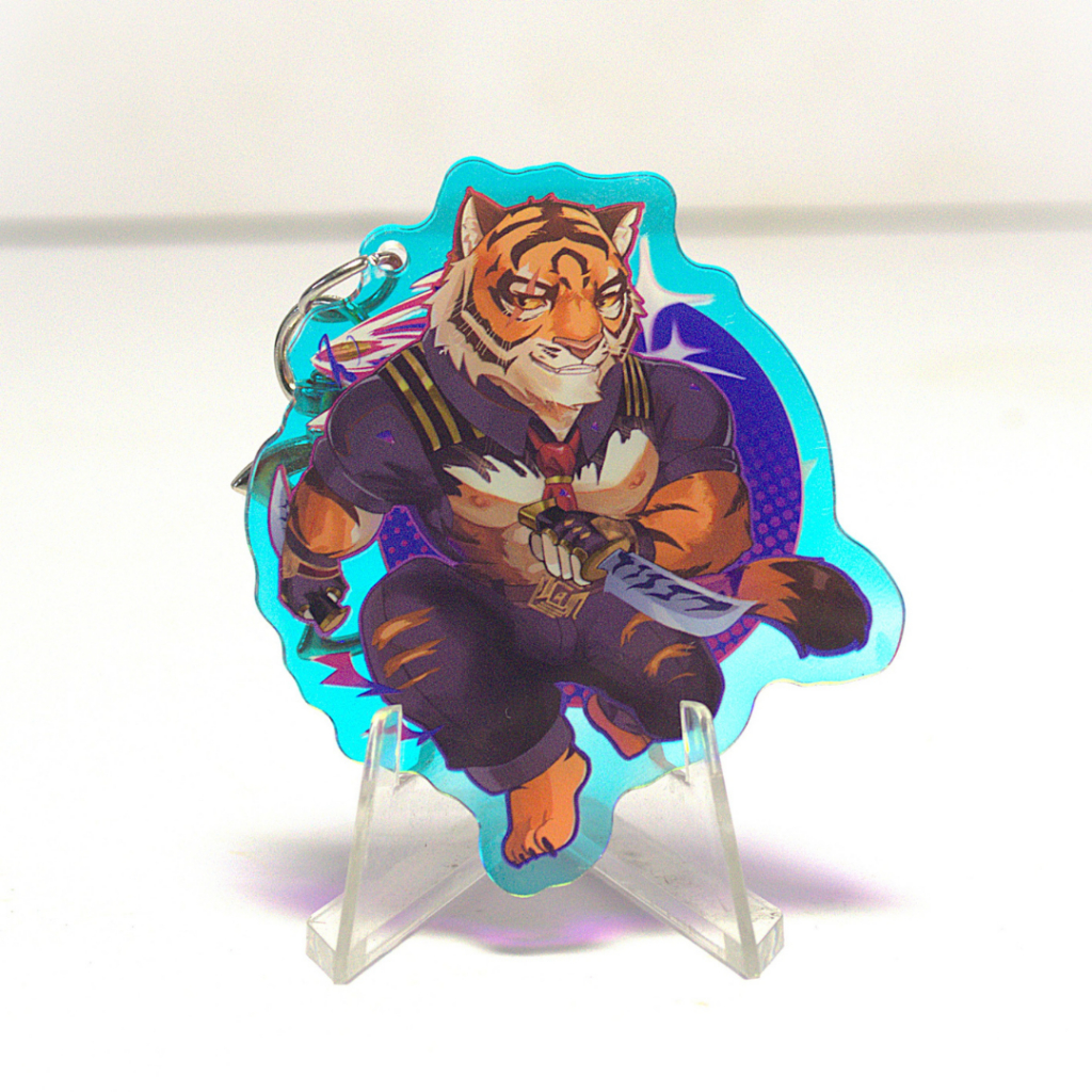Móc Khóa/Keychain Furry OSCAR - Fortnite - Rainbow 2 mặt - Nhựa Mica 6cm 2