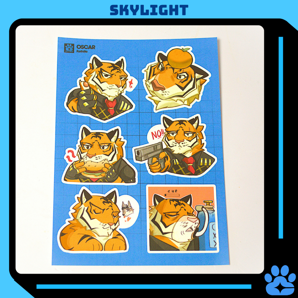 NO.22 OSCAR - Fortnite - Sticker Furry Sheet A6 Decal chống nước