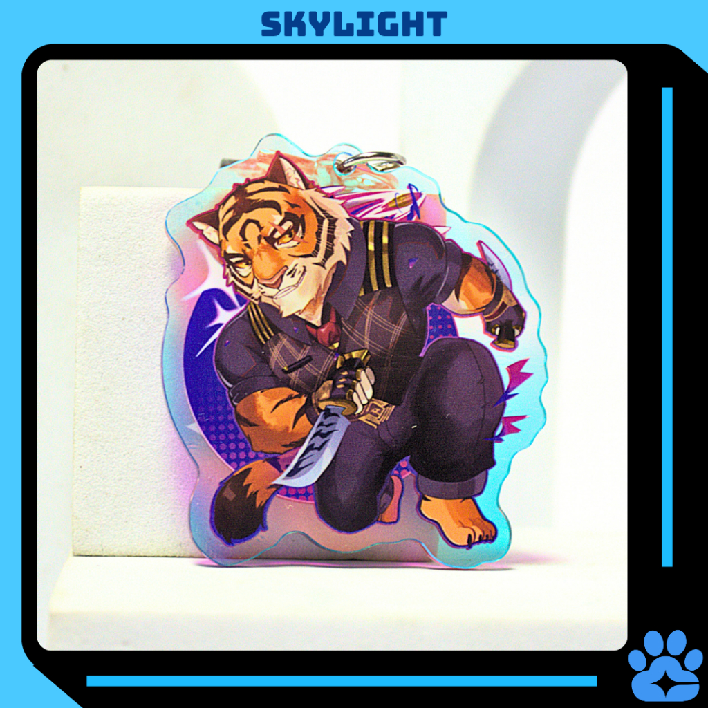 Móc Khóa/Keychain Furry OSCAR - Fortnite - Rainbow 2 mặt - Nhựa Mica 6cm