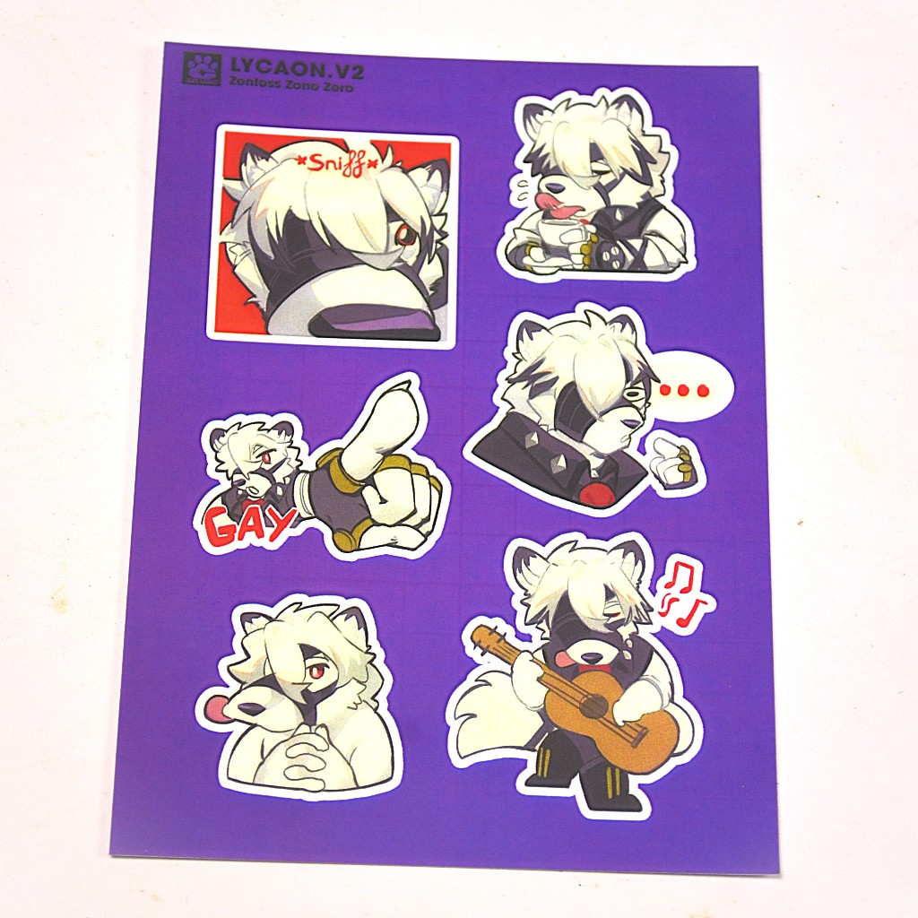 NO.24 VON LYCAON 2 - ZZZ Zenless Zone Zero - Sticker Furry Sheet A6 Decal chống nước 2